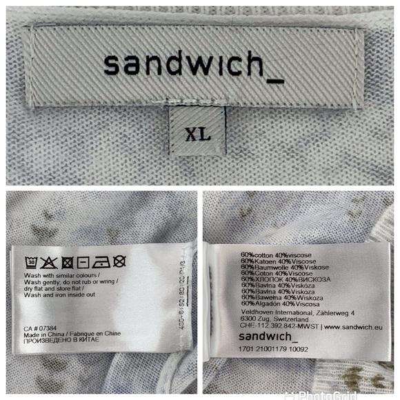 sandwich White and Grey Lightweight Patterned Long Sleeve Sweater, XL - Picture 16 of 16